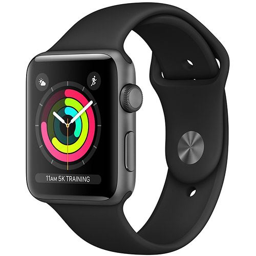Apple Watch Series 3 GPS, 38mm Space Grey Aluminium Case with Black Sport Band Apple Watch Series 3 GPS, 38mm Space Grey Aluminium Case with Black Sport Band